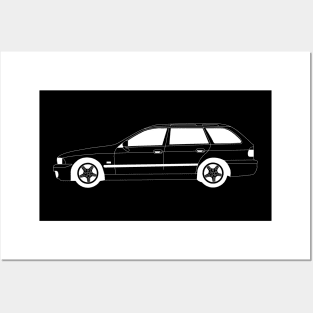 BMW E39 White Outline Posters and Art